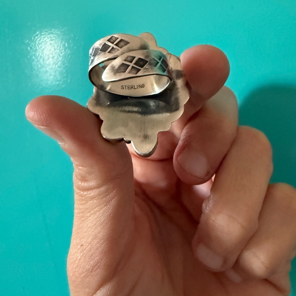 Kingman Turquoise and Amber Ring - Picture 3 of 3